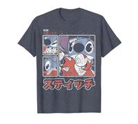 Disney Lilo & Stitch 626 Stitch Day Kanji Panels Camiseta, Hombre, Azul Jaspeado, XXL
