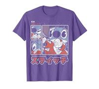 Disney Lilo & Stitch 626 Stitch Day Kanji Panels Camiseta, Hombre, Morado Jaspeado, XL