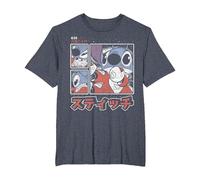 Disney Lilo & Stitch 626 Stitch Day Kanji Panels Camiseta, Hombre tallas grandes, Azul Jaspeado, 6X Alto