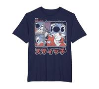 Disney Lilo & Stitch 626 Stitch Day Kanji Panels Camiseta, Hombre tallas grandes, Azul Marino, 5X Alto