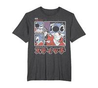 Disney Lilo & Stitch 626 Stitch Day Kanji Panels Camiseta, Hombre tallas grandes, Jaspeado Oscuro, 4X Alto
