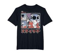 Disney Lilo & Stitch 626 Stitch Day Kanji Panels Camiseta, Hombre tallas grandes, Negro, 6X Alto