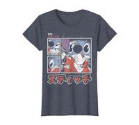 Disney Lilo & Stitch 626 Stitch Day Kanji Panels Camiseta, Mujer, Azul Jaspeado, M