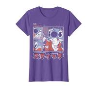 Disney Lilo & Stitch 626 Stitch Day Kanji Panels Camiseta, Mujer, Morado Jaspeado, S