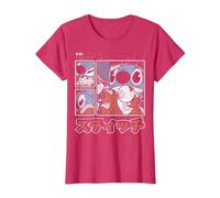 Disney Lilo & Stitch 626 Stitch Day Kanji Panels Camiseta, Mujer, Rojo Jaspeado, M