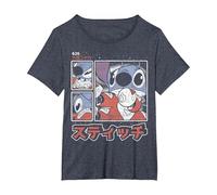 Disney Lilo & Stitch 626 Stitch Day Kanji Panels Camiseta, Mujer tallas grandes, Azul Jaspeado, 3XL Grande