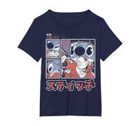 Disney Lilo & Stitch 626 Stitch Day Kanji Panels Camiseta, Mujer tallas grandes, Azul Marino, 2XL Grande