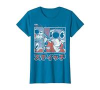 Disney Lilo & Stitch 626 Stitch Day Kanji Panels Camiseta, Mujer, Zafiro, L
