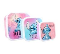 Disney Lilo & Stitch Aloha - Juego para aperitivos (3 en 1) para niños 3 recipientes porta merienda encajables - Porta merienda aperitivos escuela guardería deporte