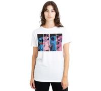 Disney Lilo Stitch Angel Stitch Boxes Camiseta de Mujer, Blanco, M