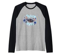 Disney Lilo & Stitch Beach Days Big Stitch Face Logo Camiseta Manga Raglan