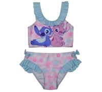 Disney Lilo & Stitch Bikini con volantes y lazos para niña - Traje de baño de dos piezas, color rosa y azul, rosa/azul, 110-116