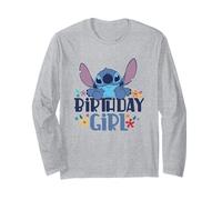 Disney Lilo & Stitch Birthday Girl Happy Stitch Floral Logo Manga Larga