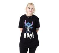 Disney Lilo & Stitch - Camiseta de manga corta para mujer, diseño gráfico negro | Camiseta de manga corta con cuello redondo de algodón casual, Negro, XXL