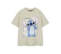 Disney Lilo & Stitch - Camiseta de manga corta para niñas, color beige, diseño gráfico de Lilo & Stitch, ropa de película de dibujos animados para niños, bonita camiseta de verano para niñas y niños