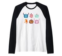 Disney Lilo & Stitch Characters Halloween Pumpkin Grid Camiseta Manga Raglan