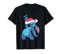 Disney Lilo & Stitch Christmas Santa Hat Stitch Portrait Camiseta