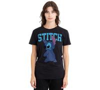 Disney Lilo Stitch Classic Pose Camiseta de Mujer, Negro, L