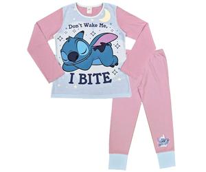 Disney Lilo & Stitch - Conjunto de pijama de 2 piezas para niñas con Stitch Don't Wake Me, I Bite, rosa, de 5 a 12 años, multicolor, 5-6 años