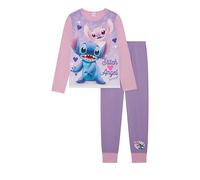 Disney Lilo & Stitch - Conjunto de pijama de 2 piezas para niñas con Stitch y Angel, color lila, de 5 a 12 años, multicolor, 7-8 años