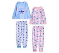 Disney Lilo & Stitch Conjunto de Pijama para niñas, Paquete de 2 | Ropa de Dormir con Estampado Integral de ángel y Puntadas en Azul y Rosa para niños
