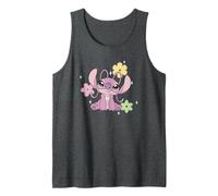 Disney Lilo & Stitch Cute Angel Floral Sparkles Chest Logo Camiseta sin Mangas