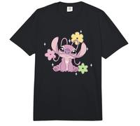 Disney Lilo & Stitch Cute Angel Floral Sparkles Chest Logo Comfort Colors Adult Heavyweight T-shirt