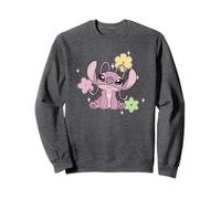 Disney Lilo & Stitch Cute Angel Floral Sparkles Chest Logo Sudadera