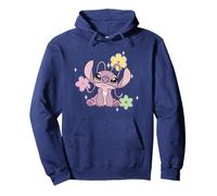 Disney Lilo & Stitch Cute Angel Floral Sparkles Chest Logo Sudadera con Capucha