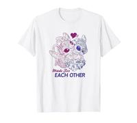 Disney Lilo & Stitch Día de San Valentín Made For Each Other Camiseta, Hombre, Blanco, 6XL