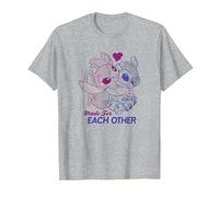 Disney Lilo & Stitch Día de San Valentín Made For Each Other Camiseta, Hombre, Gris Jaspeado, 6XL