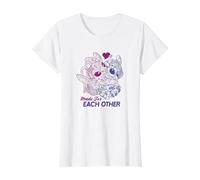 Disney Lilo & Stitch Día de San Valentín Made For Each Other Camiseta, Mujer, Blanco, XS