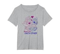 Disney Lilo & Stitch Día de San Valentín Made For Each Other Camiseta, Mujer tallas grandes, Gris Jaspeado, 1XL Grande