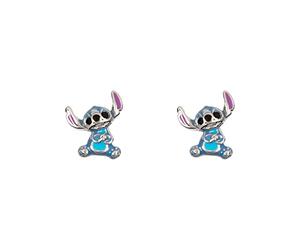 Disney Lilo & Stitch E906250RRHL.PH - Pendientes de tuerca de plata de ley esmaltada azul, talla única, Plata de ley, No es una piedra preciosa