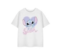 Disney Lilo & Stitch Heart Bubble Camiseta de Manga Corta Blanca para niños | Camiseta con Estampado de Burbujas de corazón | Camisa de Personaje Stitch | Linda Ropa para niños