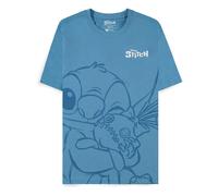 Disney lilo & stitch hugging stitch mujer camiseta azul s 100% algodó