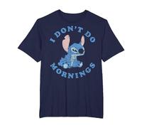 Disney Lilo & Stitch I Don't Do Mornings Distressed Stitch Camiseta, Hombre tallas grandes, Azul Marino, 3X Alto