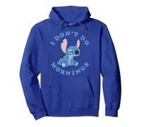 Disney Lilo & Stitch I Don't Do Mornings Distressed Stitch Sudadera con Capucha, Unisex para adultos, Azul Real, M