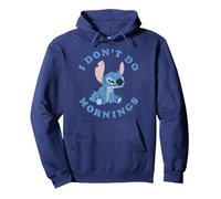 Disney Lilo & Stitch I Don't Do Mornings Distressed Stitch Sudadera con Capucha, Unisex para adultos, Azul Marino, L