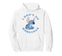 Disney Lilo & Stitch I Don't Do Mornings Distressed Stitch Sudadera con Capucha, Unisex para adultos, Blanco, M