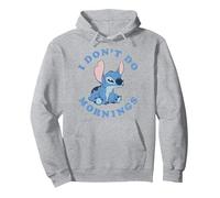 Disney Lilo & Stitch I Don't Do Mornings Distressed Stitch Sudadera con Capucha, Unisex para adultos, Gris Jaspeado, M