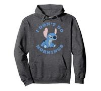 Disney Lilo & Stitch I Don't Do Mornings Distressed Stitch Sudadera con Capucha, Unisex para adultos, Jaspeado Oscuro, M