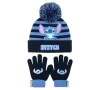 Disney Lilo & Stitch - Juego de gorro y guantes de invierno para niñas, gorro y guantes, para niños de 6 a 12 años, morado, talla unica