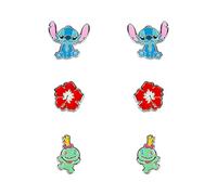 Disney Lilo & Stitch - Juego de orejetas trío azul, rojo y verde SF00468SL, talla única, Latón, No es una piedra preciosa