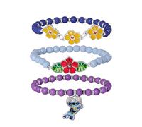 Disney Lilo & Stitch - Juego de pulseras de 3 piezas con licencia oficial, pulsera de la amistad con cordón Stitch y flor, regalos Lilo y Stitch