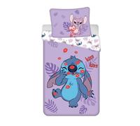 Disney Lilo & Stitch Kiss Kiss - Juego de funda nórdica de 140 x 200 cm y funda de almohada de 70 x 90 cm, 100% algodón