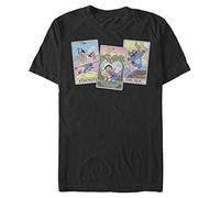 Disney Lilo & Stitch - LILO STITCH TAROT Organic Short Sleeve T-Shirt, Camiseta Unisex adulto, Negro, S