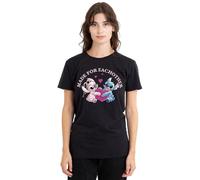 Disney Lilo Stitch Made For Each Other Camiseta de Mujer, Negro, XL