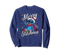 Disney Lilo & Stitch Merry Stitchmas Santa Hat Sudadera, Unisex para adultos, Azul Marino, M