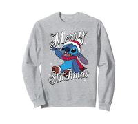 Disney Lilo & Stitch Merry Stitchmas Santa Hat Sudadera, Unisex para adultos, Gris Jaspeado, XXL
